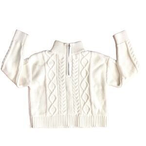 GAP KIDS Cable-knit Quarter zipper neckline Ivory White Sweater Girl’s Size L